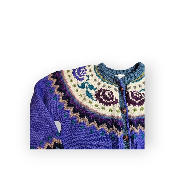 Vintage Sue Dille Designs Ecuadorian Handspun Wool Cardigan Sweater - Picture 3 of 6